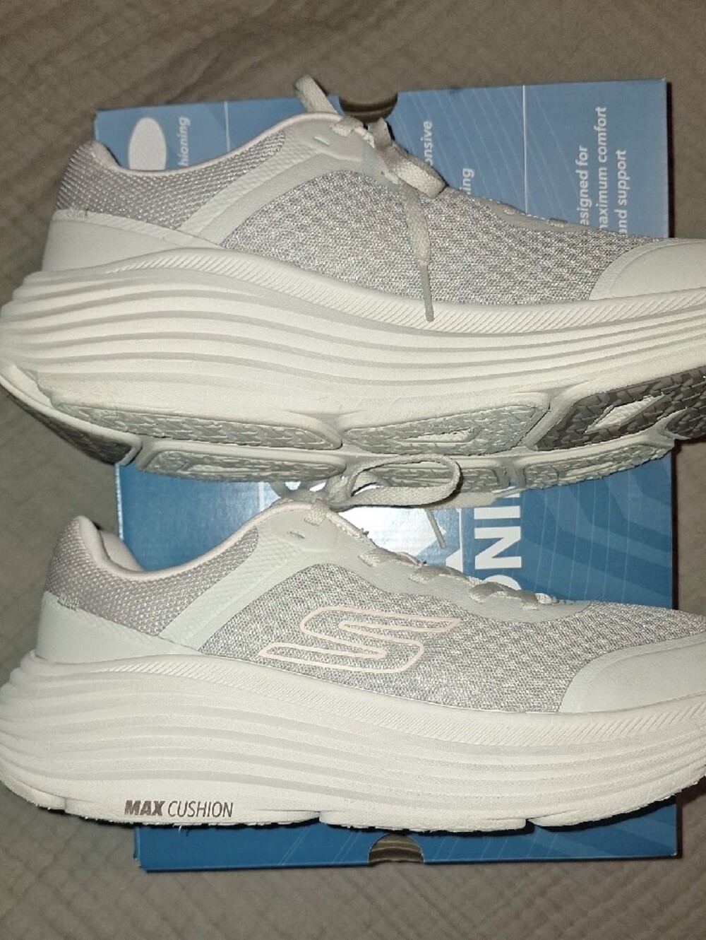Skechers Women's White and Light Pink Mesh Walking Sneakers - Picture 4 of 9